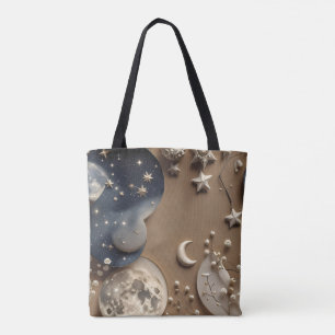 Warm Beige Moon Cozy Neutral Aesthetic Tote Bag