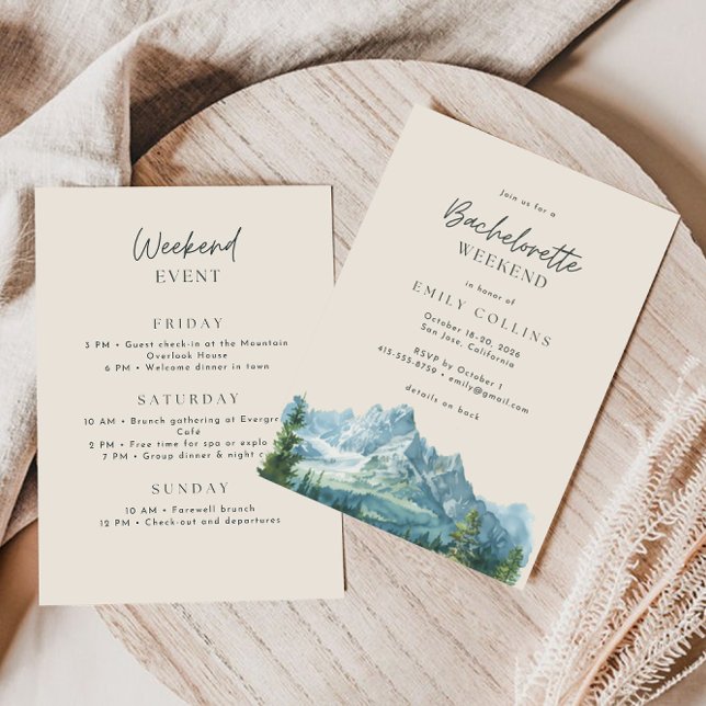 Warm Beige Mountain Country Bachelorette Weekend Invitation (Creator Uploaded)