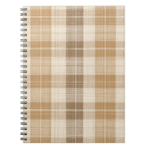 Warm Beige Plaid Linen Texture with Weaves Notebook