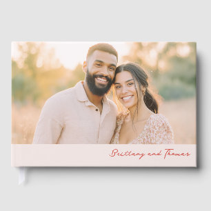 Warm Beige Romantic Photo Guest Book