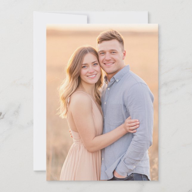 Warm Beige Romantic Photo Invitation (Front)