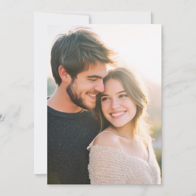 Warm Beige Romantic Photo Invitation (Front)