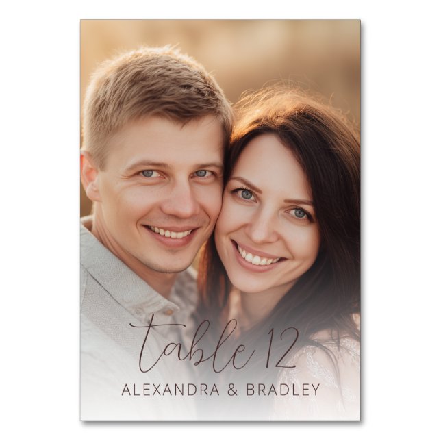 Warm Beige Romantic Photo Table Number (Back)