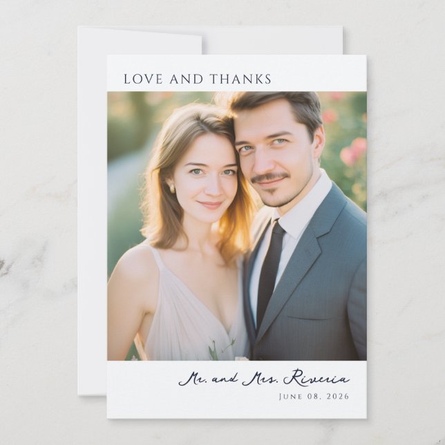 Warm Beige Romantic Photo Thank You Card (Front)