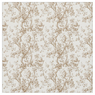 Warm Beige Toile with Roses and Twisting Branches Fabric