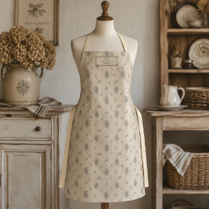 Warm Beige Vintage French Country Engraving Bee Apron