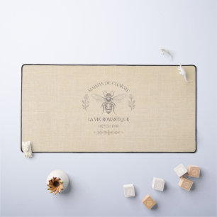Warm Beige Vintage French Country Engraving Bee Desk Mat