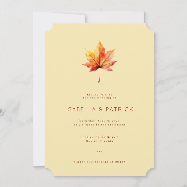 Warm Beige Watercolor Leaf Elegancy Invitation (Front)