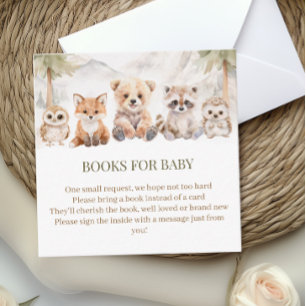 Warm Beige Woodland Books for Baby Shower Card