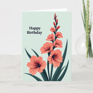 Warm Birthday Illustrative Flora Card