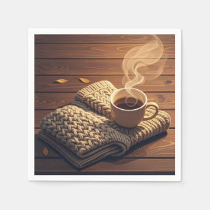 Warm blanket and steamy drink napkin