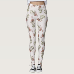Warm Blossom Harmony Floral Pattern Leggings