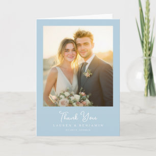 Warm Blue Minimalist Photo Thank You Card