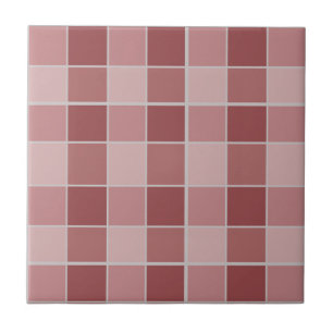 Warm Blush Checkerboard Pattern Soft Pink & Terrac Ceramic Tile