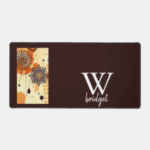 Warm Boho Mandala Earthy Autumn Floral  Desk Mat