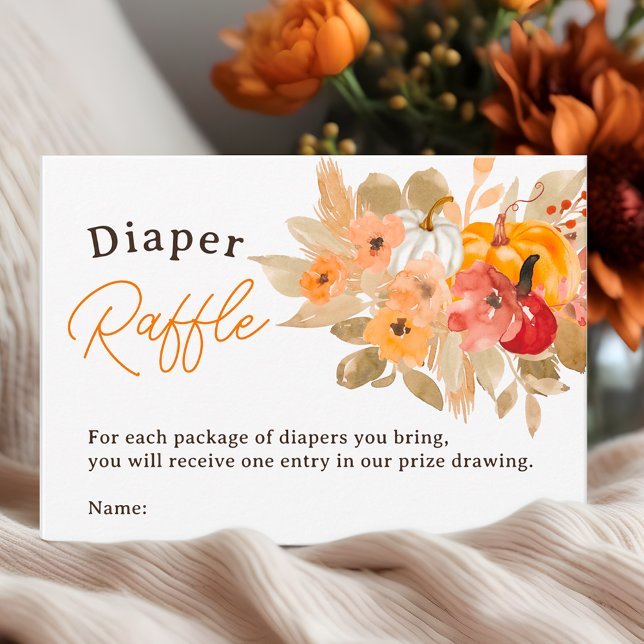 Warm Boho pumpkin fall baby shower diaper raffle Enclosure Card (Warm Boho pumpkin fall baby shower diaper raffle Enclosure Card)