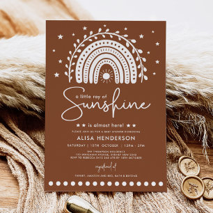 Warm Boho Terracotta Sunshine Rainbow Baby Shower Invitation
