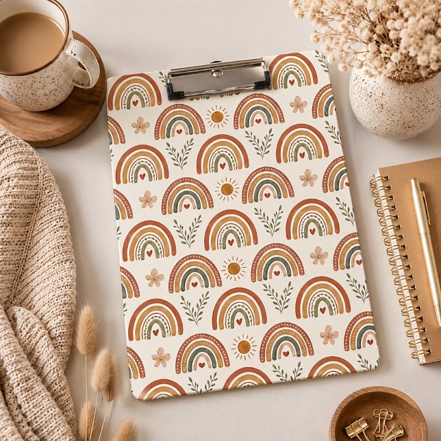 Warm Boho Watercolor Rainbow Clipboard (Watercolor Boho Rainbow Clipboard )