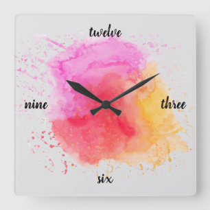 Warm & Bright Watercolor Square Wall Clock