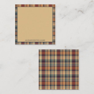 Warm Brown and Cream Plaid Personalised Card