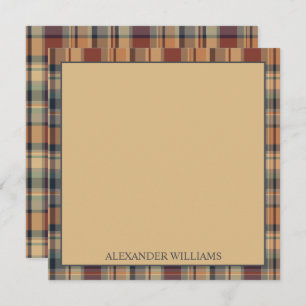 Warm Brown and Cream Plaid Personalised Card