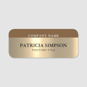 Warm Brown And Luxurious Gold: Elegant And Modern Name Tag