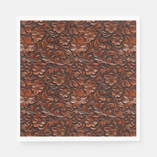 Warm Brown Flowers Napkin (Front)