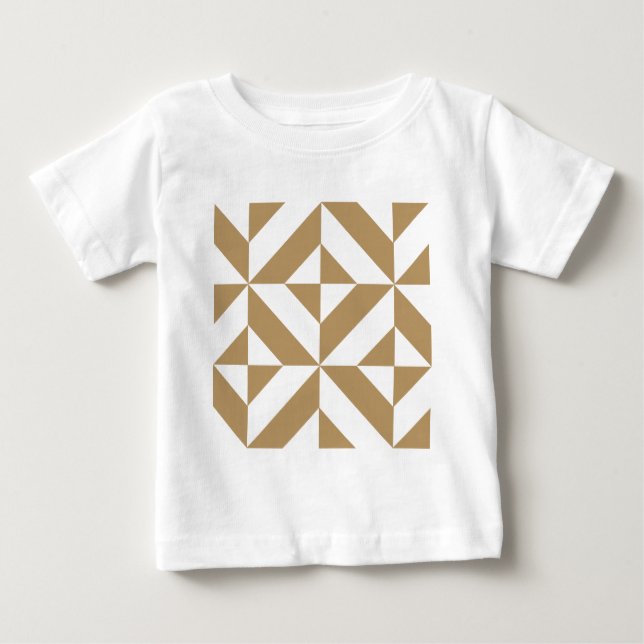 Warm Brown Geometric Deco Cube Pattern Baby T-Shirt (Front)