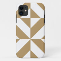 Warm Brown Geometric Deco Cube Pattern