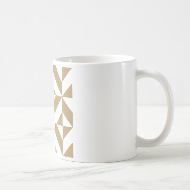 Warm Brown Geometric Deco Cube Pattern Coffee Mug (Right)