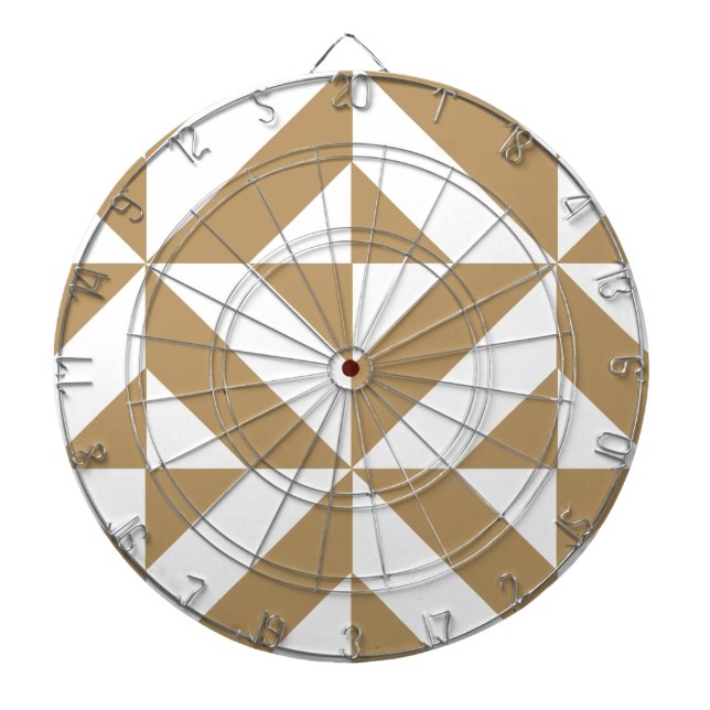 Warm Brown Geometric Deco Cube Pattern Dartboard (Front)
