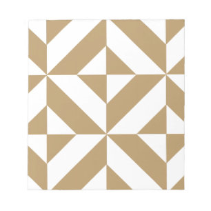 Warm Brown Geometric Deco Cube Pattern Notepad