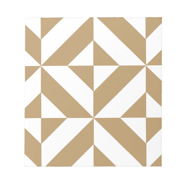 Warm Brown Geometric Deco Cube Pattern Notepad (Front)