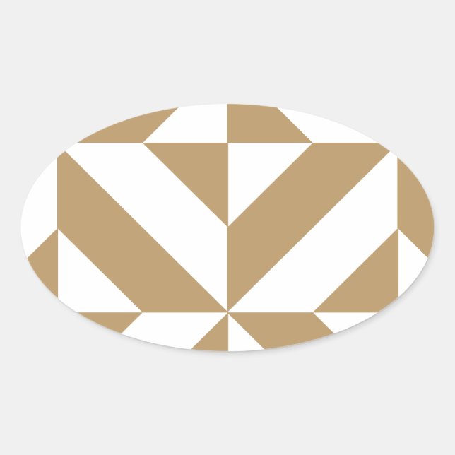 Warm Brown Geometric Deco Cube Pattern Oval Sticker (Front)