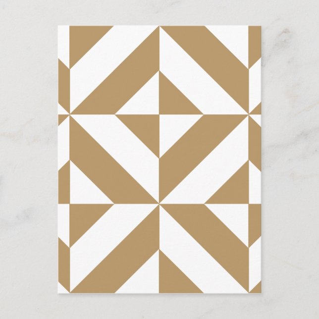 Warm Brown Geometric Deco Cube Pattern Postcard (Front)
