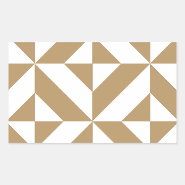 Warm Brown Geometric Deco Cube Pattern Rectangular Sticker (Front)