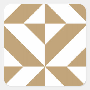 Warm Brown Geometric Deco Cube Pattern Square Sticker
