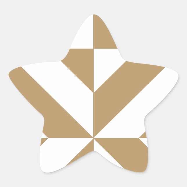 Warm Brown Geometric Deco Cube Pattern Star Sticker (Front)