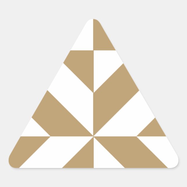 Warm Brown Geometric Deco Cube Pattern Triangle Sticker (Front)