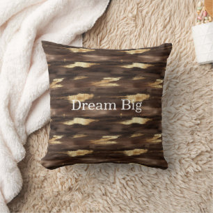 Warm Brown Gold Abstract Streaks Cushion
