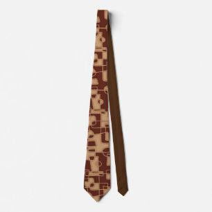 Warm brown grid pattern tie