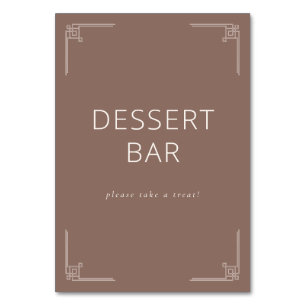 Warm Brown Minimalist Dessert Bar Sign Table Number