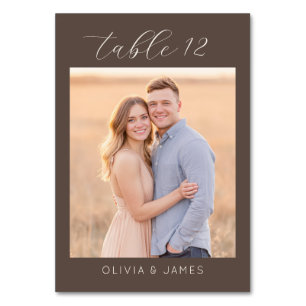 Warm Brown Minimalist Photo Table Number