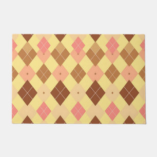 Warm Brown Pink Argyle Pattern Doormat