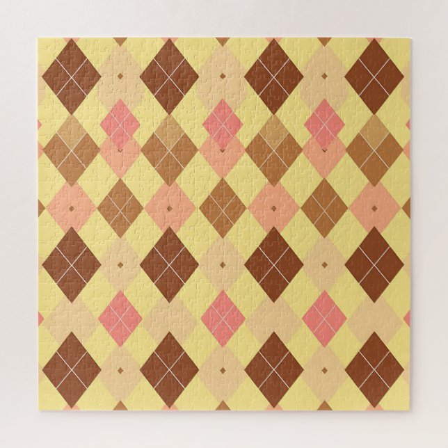 Warm Brown Pink Argyle Pattern Jigsaw Puzzle (Vertical)