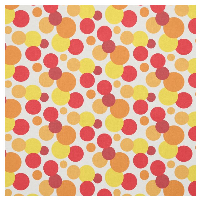 Warm Bubbles - Orange Yellow and  Red Spot Pattern Fabric (Swatch)