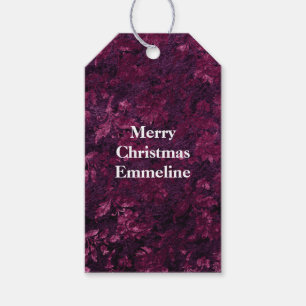 Warm Burgundy Floral Faux Velvet Gift Tags