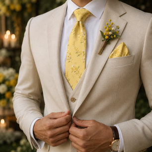 Warm Butter Yellow Mimosa Citrus Botanical Tie