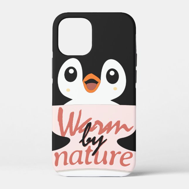 Warm by nature: Adorable Penguin with Playful Text Case-Mate iPhone Case (Back)