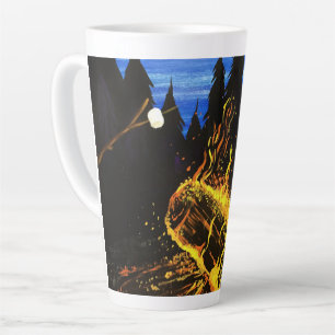 Warm Campfire Sunset Wilderness Scene for Cosy Latte Mug